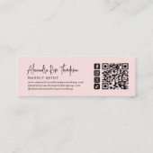 Roze Make-up Artiest Qr Code Social Icon Mini Visitekaartje (Achterkant)