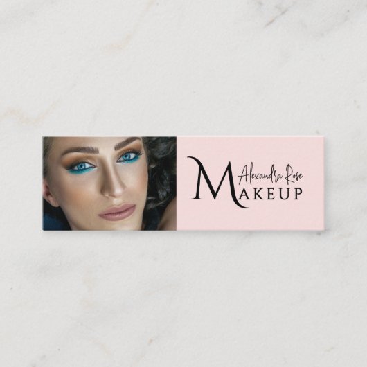 Roze Make-up Artiest Qr Code Social Icon Mini Visitekaartje (Voorkant)