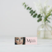 Roze Make-up Artiest Qr Code Social Icon Mini Visitekaartje (Staand voorkant)
