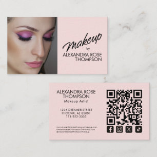 Roze Make-up Artiest Qr Code Social Icon Visitekaartje