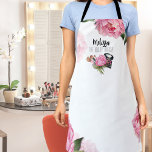 Roze Make-up Artiest Schort<br><div class="desc">Deze print barst van levendige tinten en grillige bloei en is een visueel feest perfect voor make-upartiesten, schoonheidsbloggers, influencers en iedereen die op zoek is naar een vleugje kleurrijke bloemenelegantie met een vleugje glam. Met felroze pioenrozen, make-uppalet, make-upborstels en lippenstift. Waterverf Roze Bloemen Make-up Artiest Schort</div>