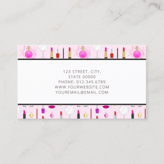 Roze Make-up Artist Visitekaartje (Achterkant)