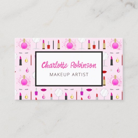 Roze Make-up Artist Visitekaartje (Voorkant)