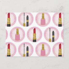Roze Make-up Cosmetica Patroon Cosmetologie Briefkaart