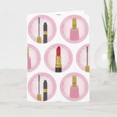 Roze Make-up Cosmetica Patroon Cosmetologie Kaart (Voorkant)