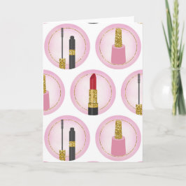 Roze Make-up Cosmetica Patroon Cosmetologie Kaart