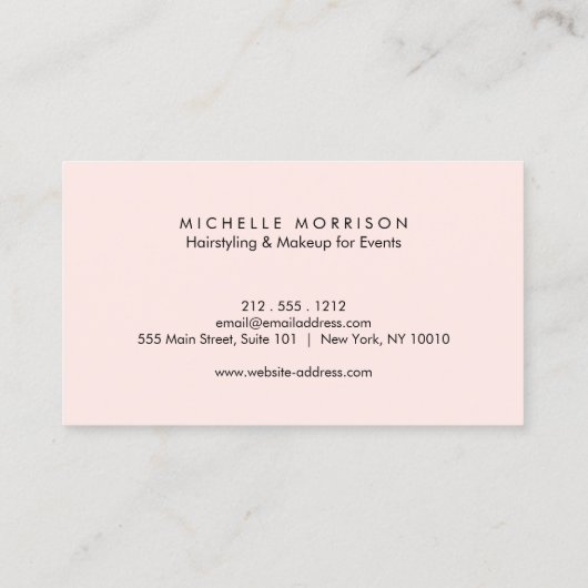  roze make-up en Beauty Visitekaartje (Achterkant)