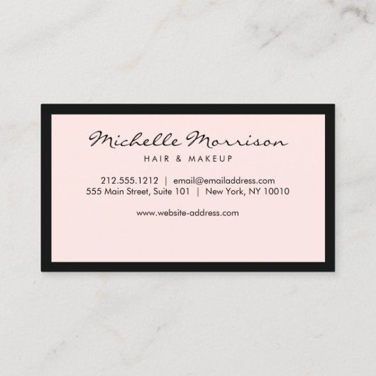  roze make-up en mooie logo-kaart klantenkaartje (Achterkant)