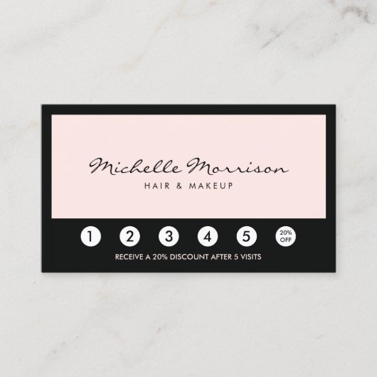 roze make-up en mooie logo-kaart klantenkaartje (Voorkant)