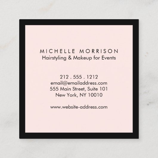  roze make-up en schoonheid vierkante visitekaartje (Achterkant)