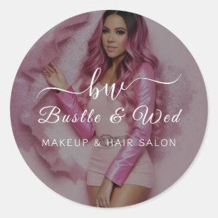 Roze make-up kapsalon ronde sticker