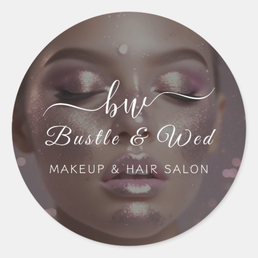 Roze Make-up Kapsalon Ronde Sticker (Voorkant)