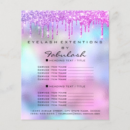 Roze Make-up Schoonheidssalon Roze Holografische P Flyer (Voorkant)