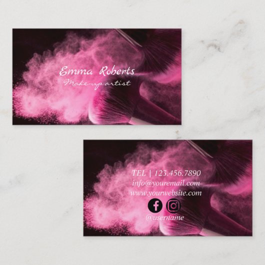 Roze make-up Visitekaartje (Voorkant / Achterkant)