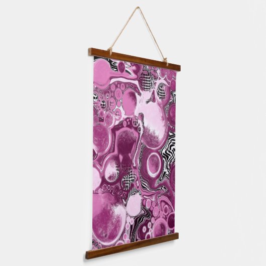 Roze, makende en magenta marble Fluid Art Hangend Wandkleed (Gebogen)