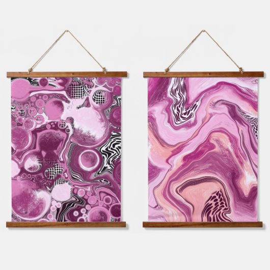 Roze, makende en magenta marble Fluid Art Hangend Wandkleed (Dubbel)