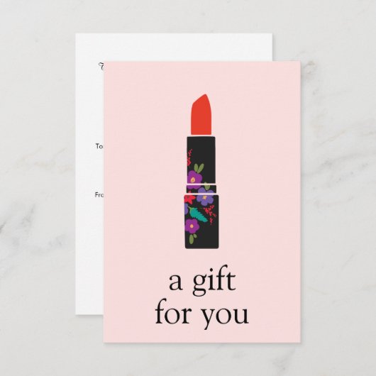 Roze Makeup Artiest Lipstick Cadeaubon (Voorkant / Achterkant)