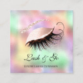 Roze Makeup Artist Eyelash Extension Holograaf Lux Vierkante Visitekaartje (Voorkant)