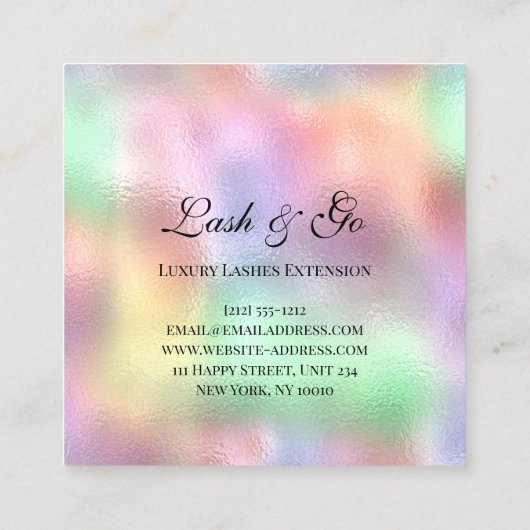 Roze Makeup Artist Eyelash Extension Holograaf Lux Vierkante Visitekaartje (Achterkant)