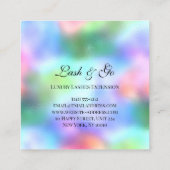 Roze Makeup Artist Eyelash Extension Holographic Vierkante Visitekaartje (Achterkant)
