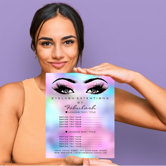 Roze Makeup Beauty Salon Roos Hologragraaf Ombre Flyer