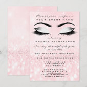 Roze Makeup White Glitter 16th Vrijgezellenfeest Kaart (Voorkant / Achterkant)