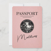 Roze Malediven Paspoort Huwelijksuitnodiging Kaart (Achterkant)