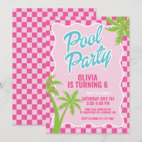 roze malibu geruite zwembad feest verjaardag