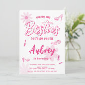 Roze Malibu Kom op Besties Verjaardagsfeest Elke l Kaart (Staand voorkant)