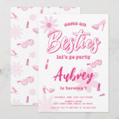 Roze Malibu Kom op Besties Verjaardagsfeest Elke l Kaart (Voorkant / Achterkant)