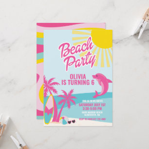 Roze Malibu strand verjaardag Kaart