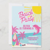 Roze Malibu strand verjaardag Kaart (Voorkant)