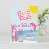 Roze Malibu strand verjaardag Kaart (Staand voorkant)