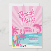 Roze Malibu strand verjaardag Kaart (Voorkant)