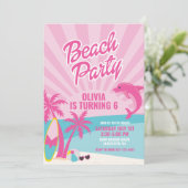 Roze Malibu strand verjaardag Kaart (Staand voorkant)