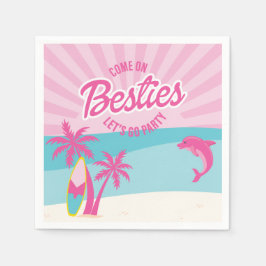 Roze Malibu-strandpalm Beste-vriendin-verjaardag Servet