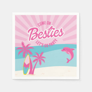 Roze Malibu-strandpalm Beste-vriendin-verjaardag Servet