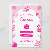 Roze Malibu Zomer Verjaardag Uitnodiging (Voorkant)