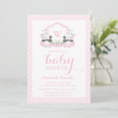 Roze Mallard Duck Monogram Coquette Baby shower Kaart (Staand voorkant)