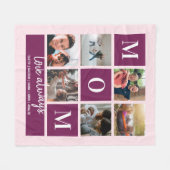 Roze mam Colorblock Six Photo Collage Persoonlijk Fleece Deken (Voorkant (Horizontaal))