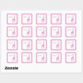 Roze Mam en Baby Giraffes Vierkante Sticker (Vel)