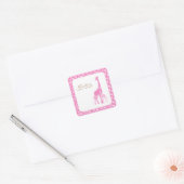 Roze Mam en Baby Giraffes Vierkante Sticker (Envelop)