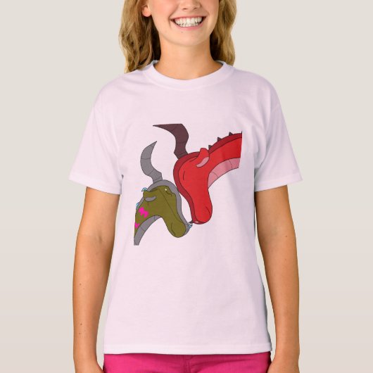 Roze Mama & Baby Dragon Kind T-shirt (Voorkant)