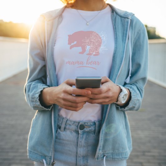Roze Mama Beer Boho Bloemen Vrouwen familie T-shirt