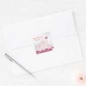 Roze mama in Baby Elephants Baby shower Vierkante Sticker (Envelop)
