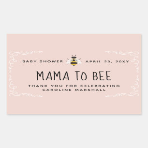 Roze Mama naar Bee Baby shower Honing Favor Sticke Rechthoekige Sticker