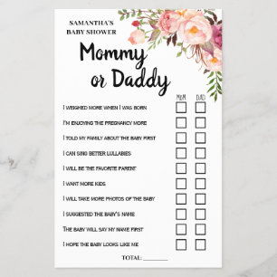 Roze mama of papa zei ze tweetalige spelkaart flyer