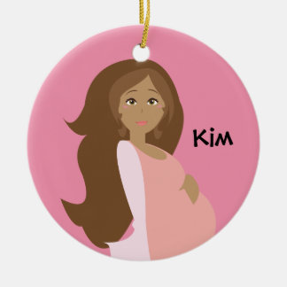 Roze mamma-to-be versiering - op maat gesneden keramisch ornament