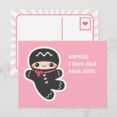 Roze Man Ninjabread Briefkaart (Voorkant / Achterkant)