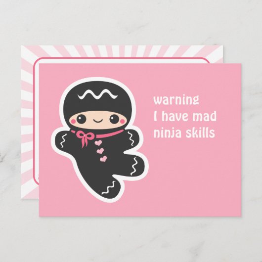 Roze Man Ninjabread Briefkaart (Voorkant / Achterkant)